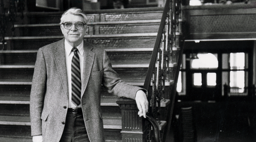 Joel Torstenson ’38 inside Old Main (Archive photo)